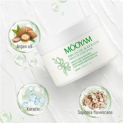 Mascarilla para el cabello con queratina de aceite de argán